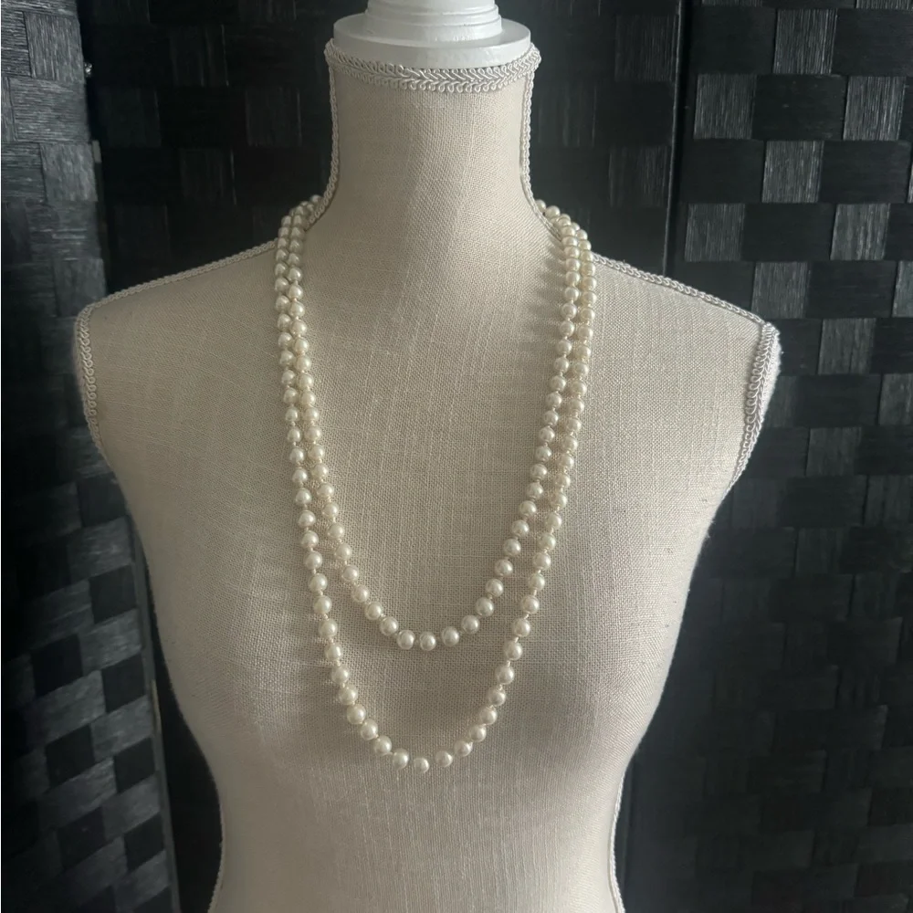 60” Glass Rope Pearls Vintage